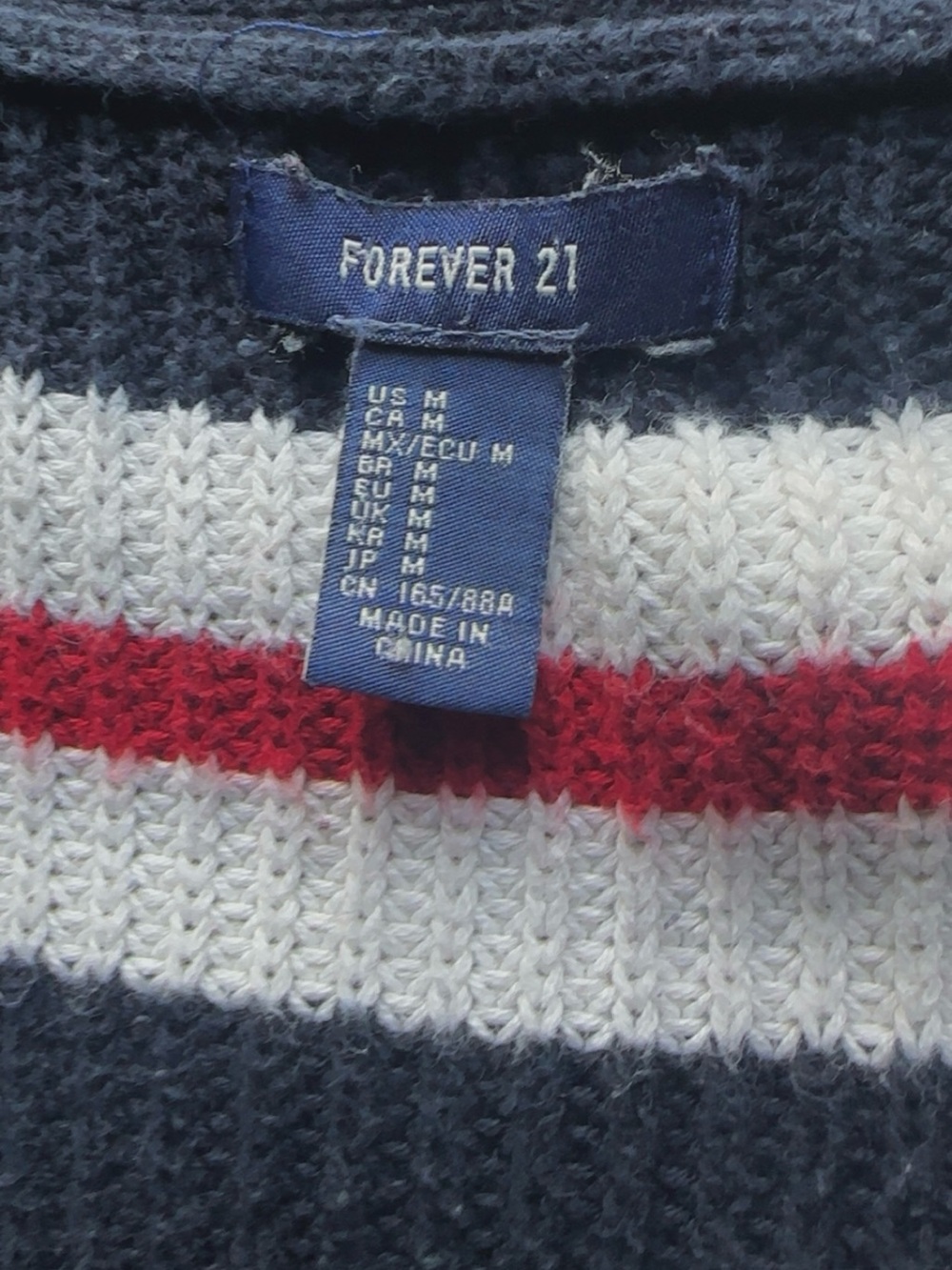 Navy Striped V-Neck Cardigan Sweater - Red & White Stripes - Picture 2 of 3